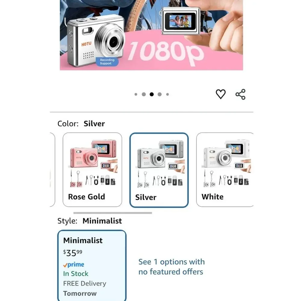 Tiniest Digital Camera with 32G Memory Card, Easy Transfer, No App Needed